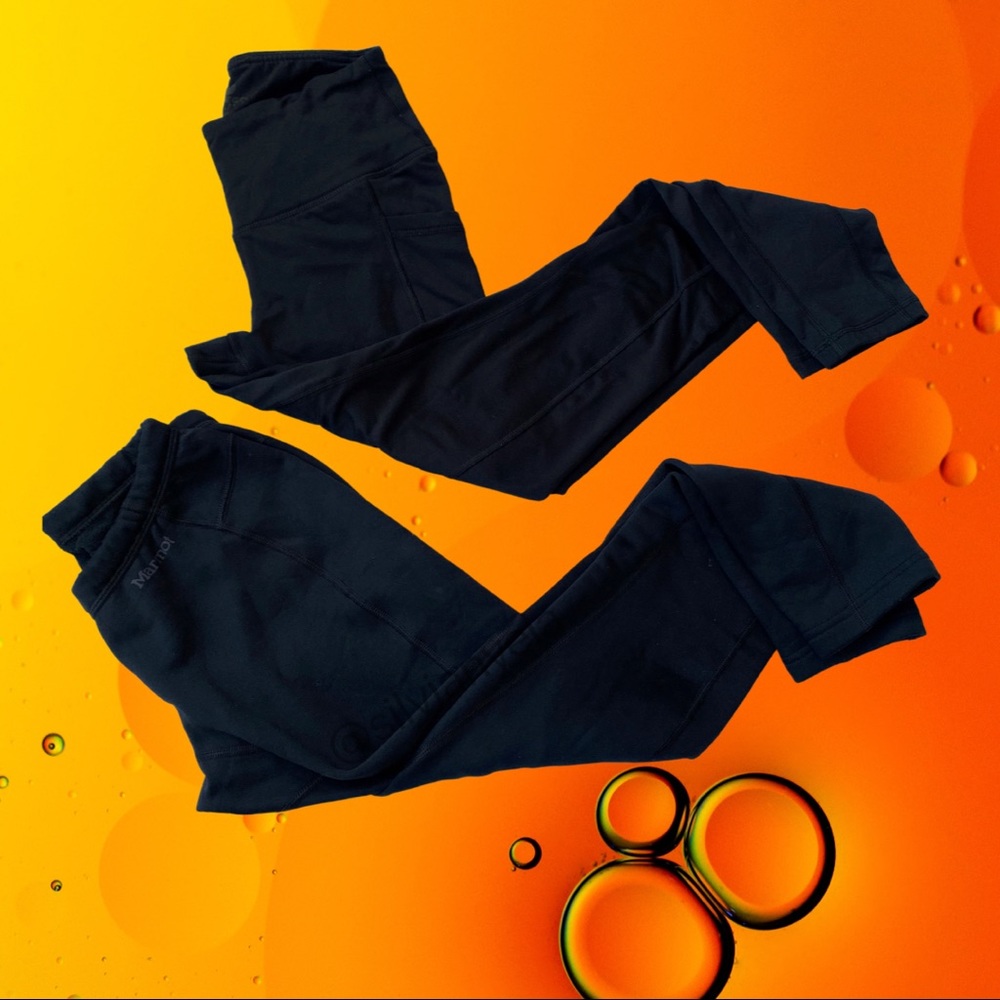 2  stretch fleece black warm leggins woman